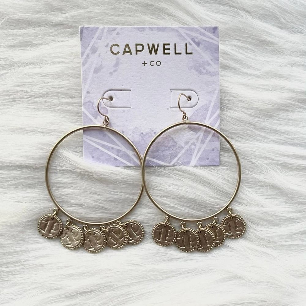 NWT Capwell + Co Hoop Earrings with Coin‎